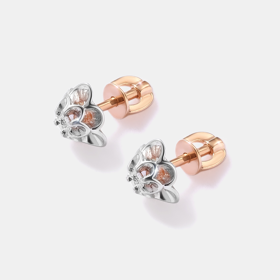 Серебряные серьги-пусеты с бриллиантами