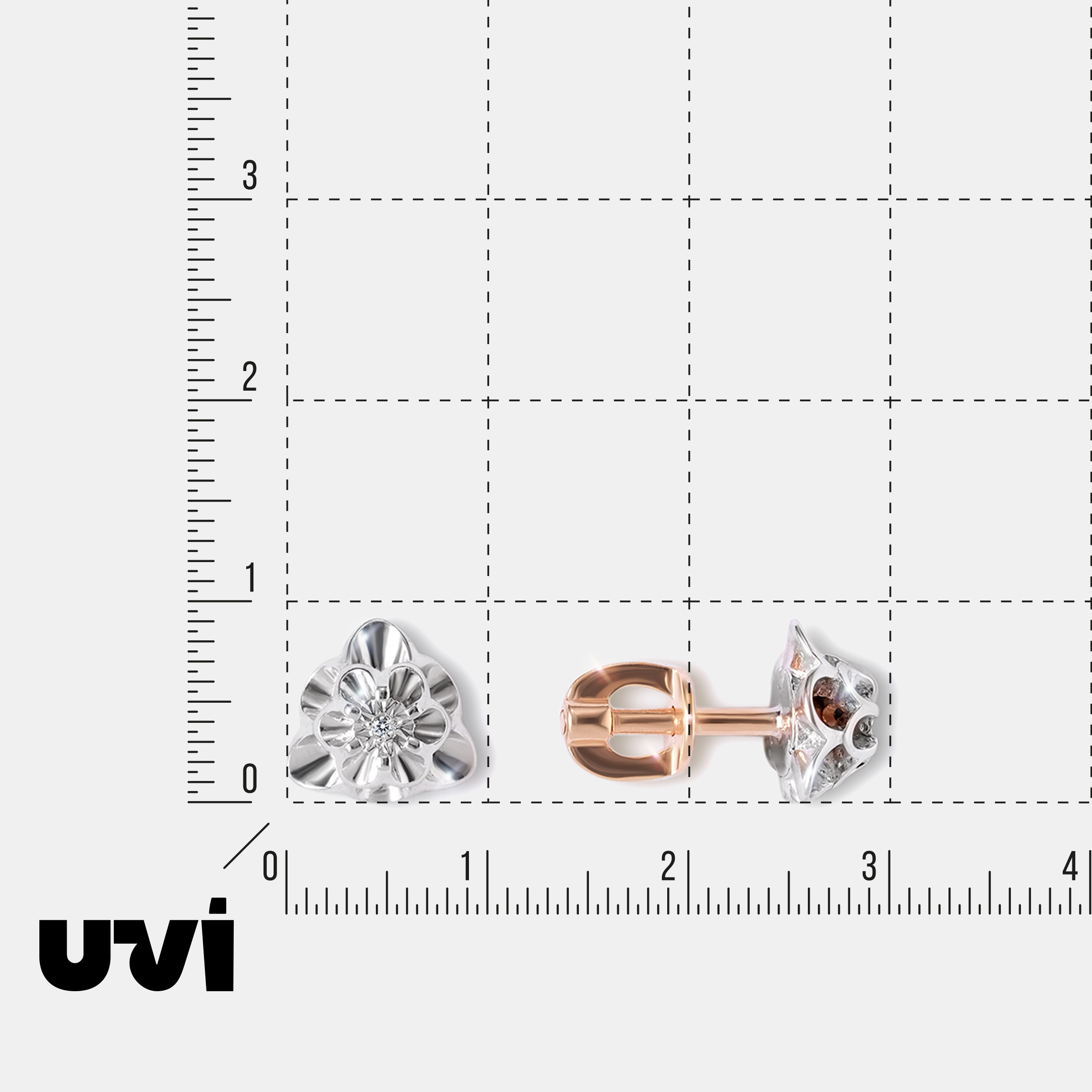 Серебряные серьги-пусеты с бриллиантами