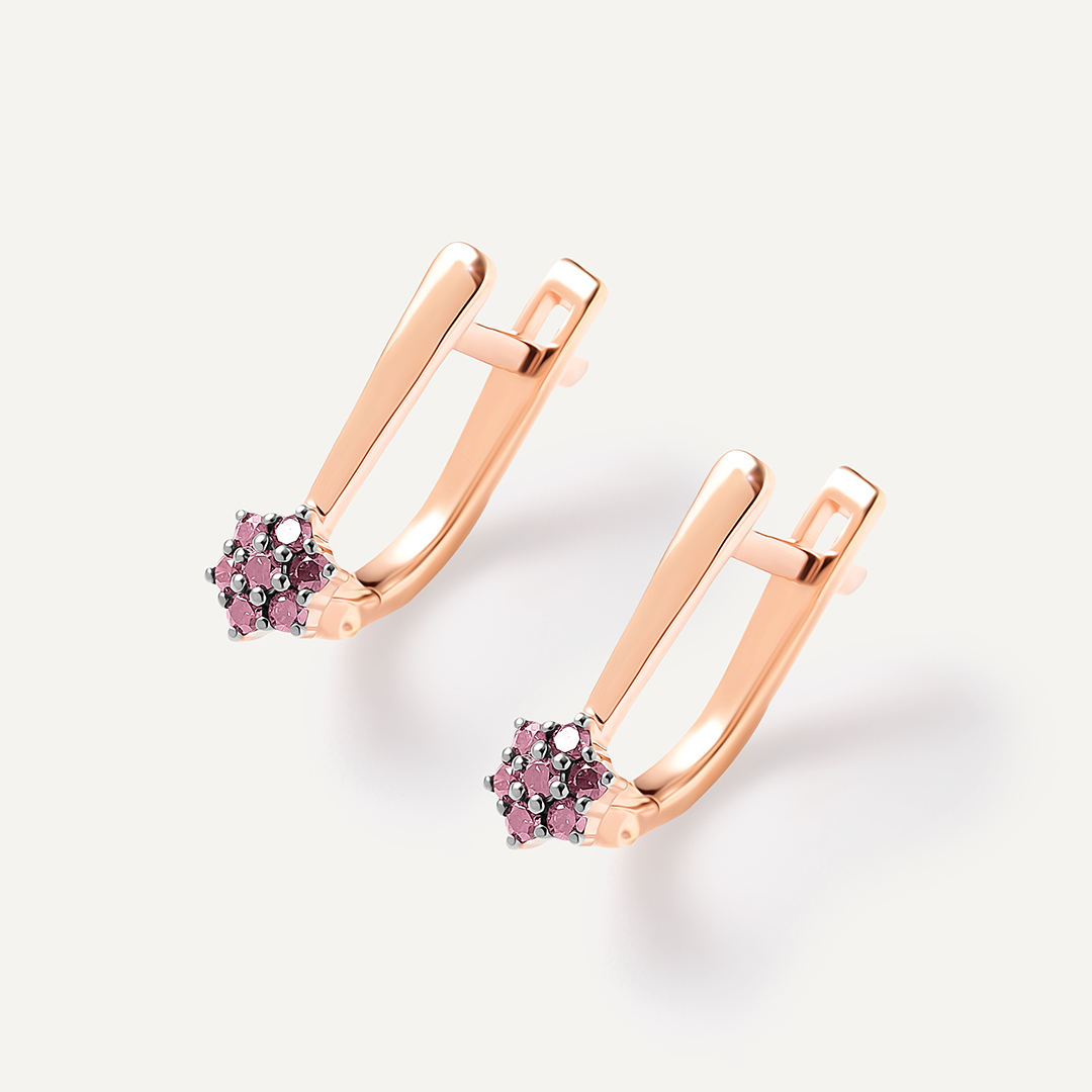 Серебряные серьги с розовыми бриллиантами