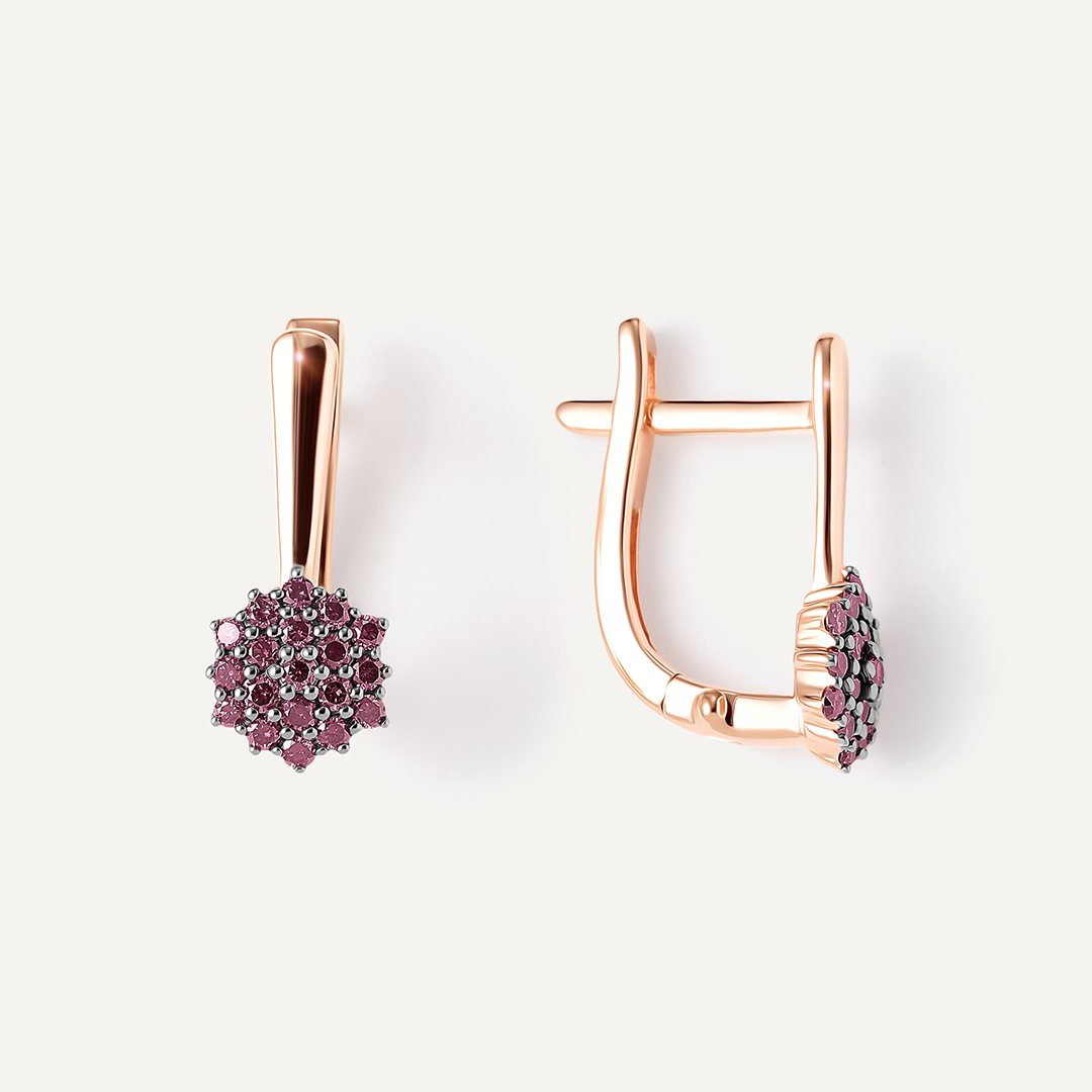 Серебряные серьги с розовыми бриллиантами