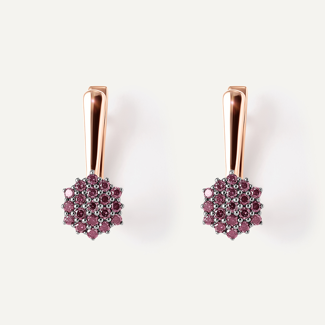 Серебряные серьги с розовыми бриллиантами