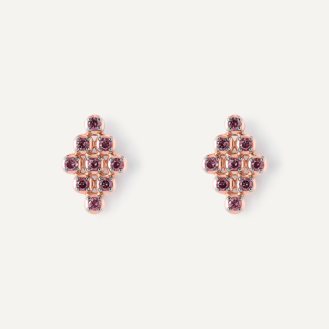 Серебряные серьги-пусеты с розовыми бриллиантами