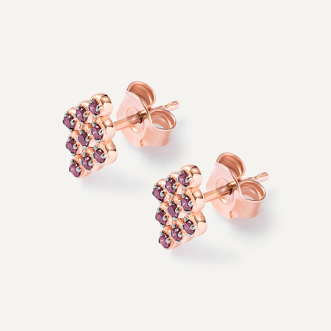 Серебряные серьги-пусеты с розовыми бриллиантами