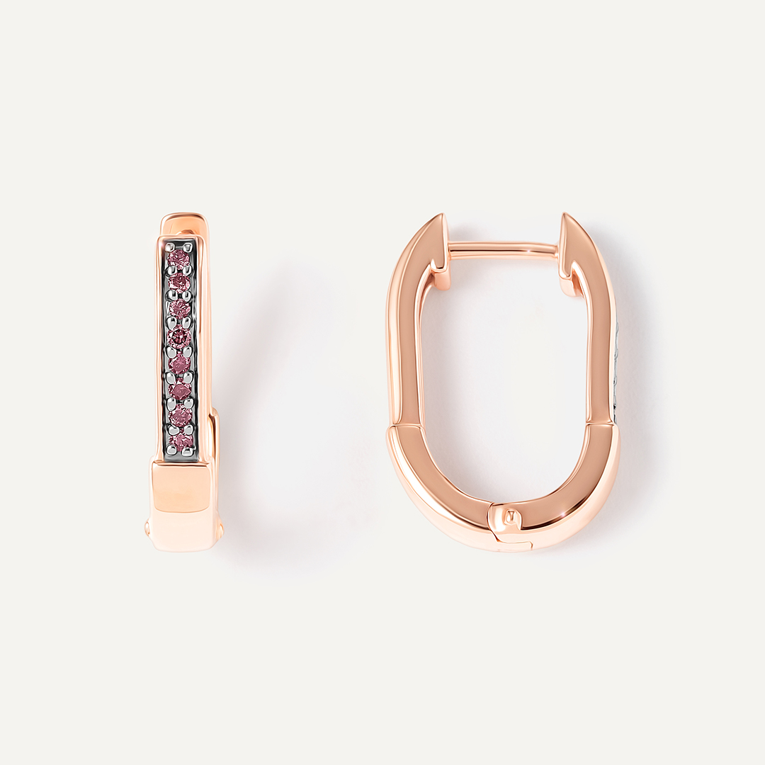 Серебряные серьги с розовыми бриллиантами