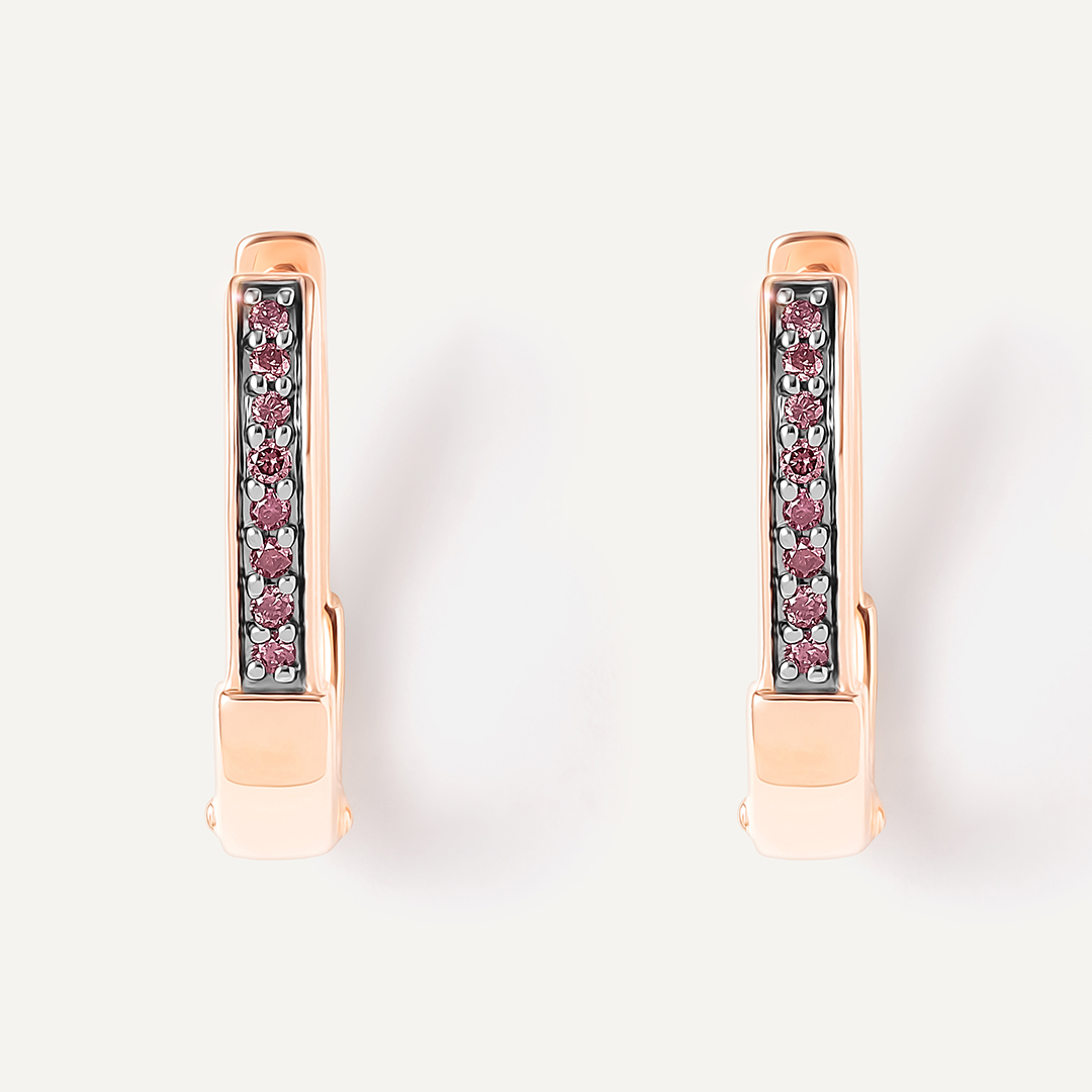Серебряные серьги с розовыми бриллиантами