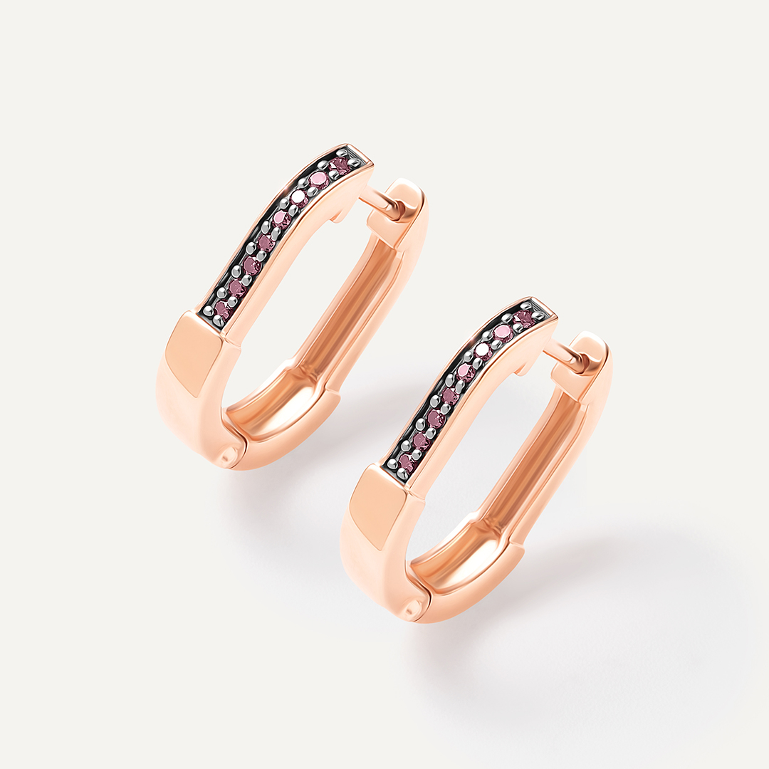 Серебряные серьги с розовыми бриллиантами