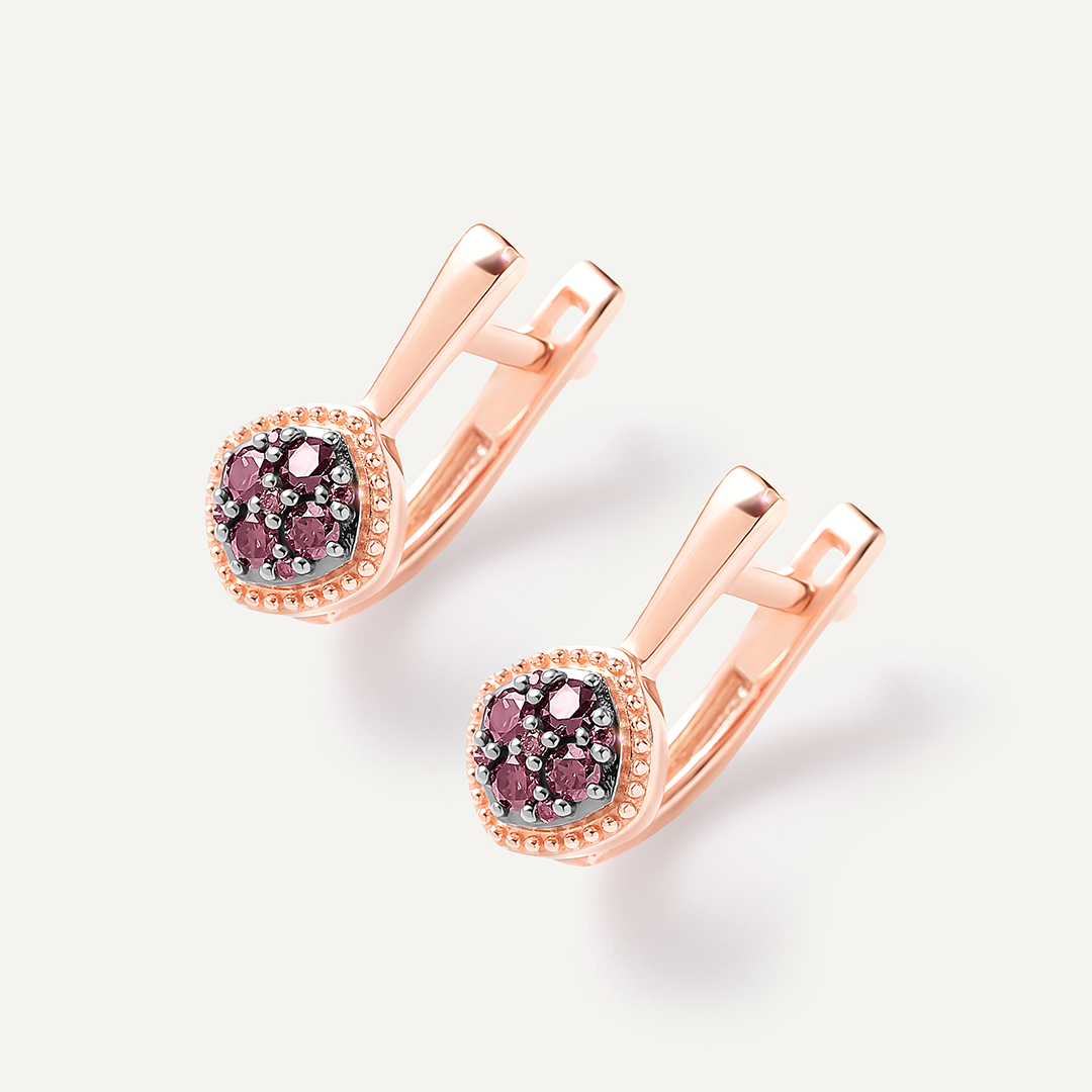 Серебряные серьги с розовыми бриллиантами