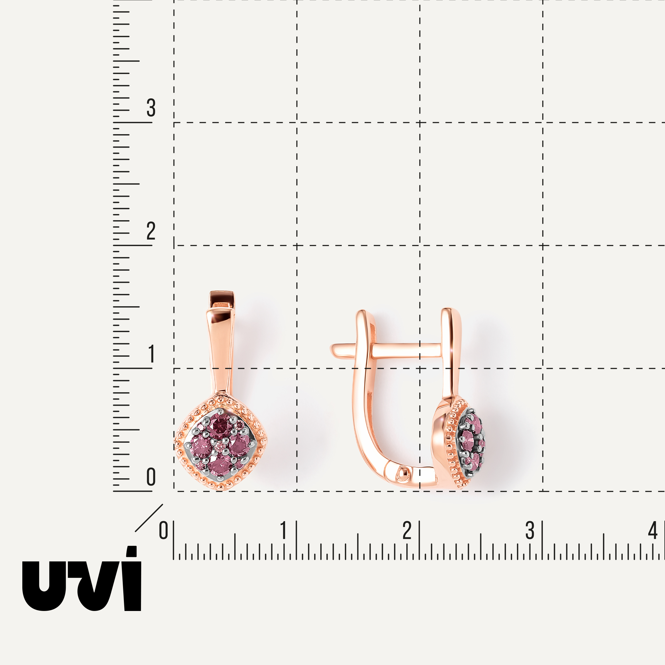 Серебряные серьги с розовыми бриллиантами