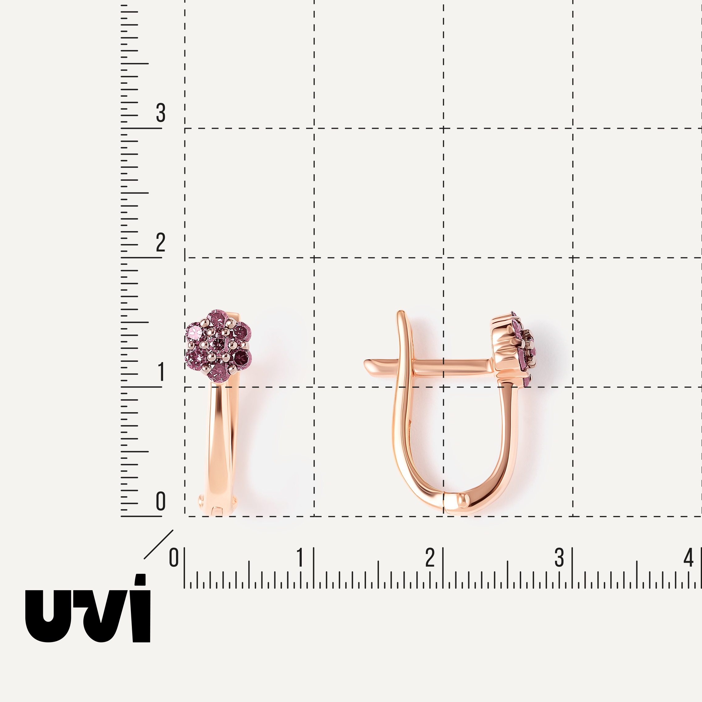 Серебряные серьги с розовыми бриллиантами "Цветы"