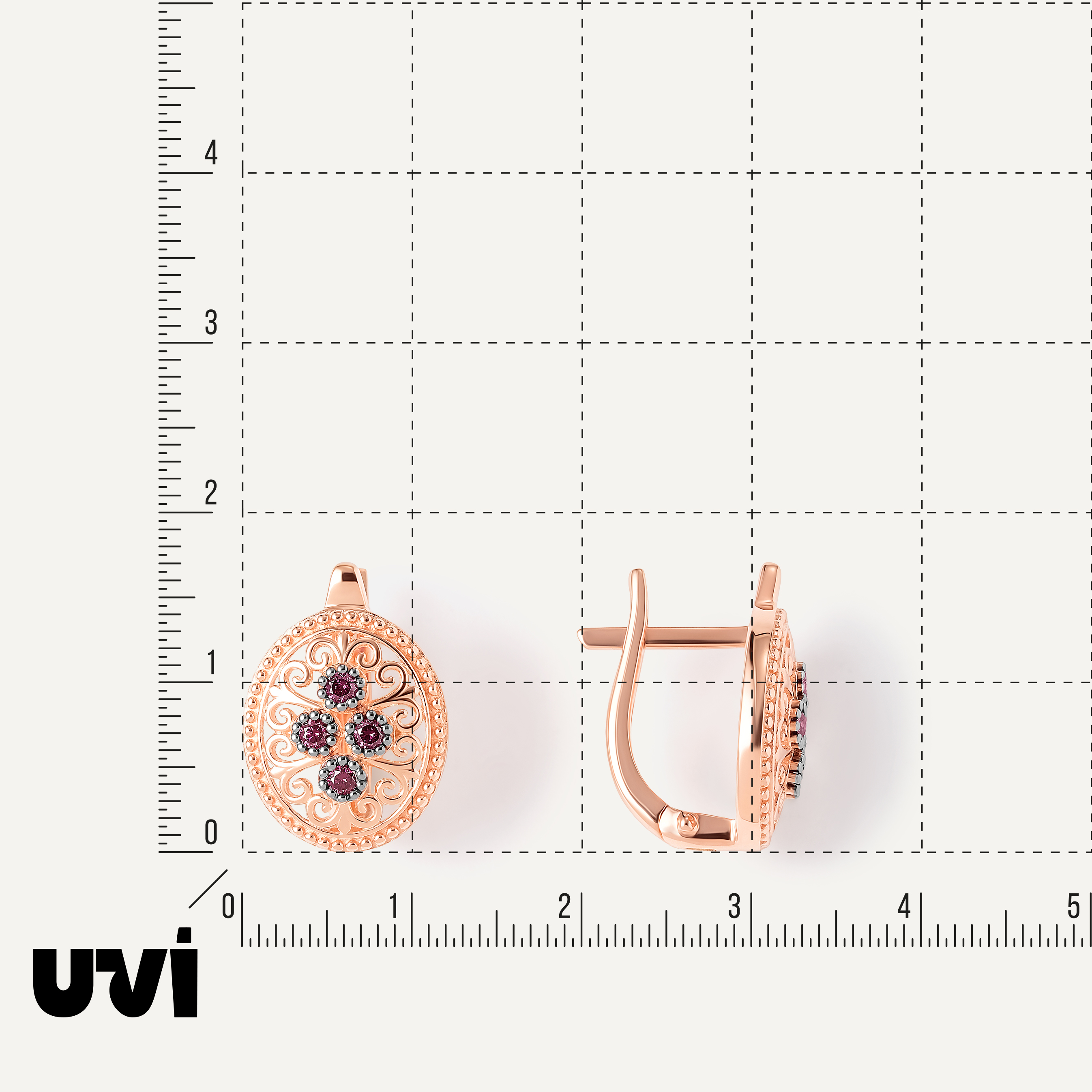 Серебряные серьги с розовыми бриллиантами