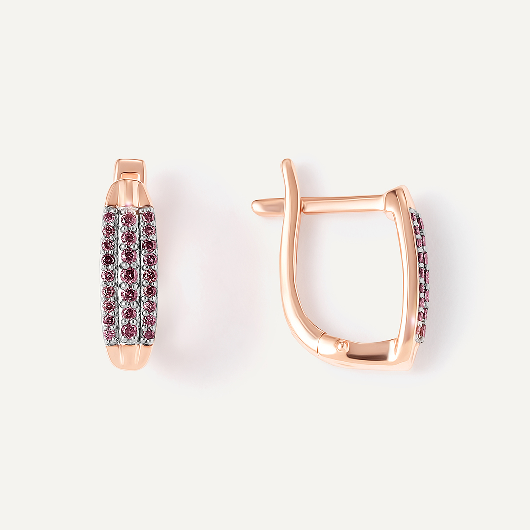 Серебряные серьги с розовыми бриллиантами