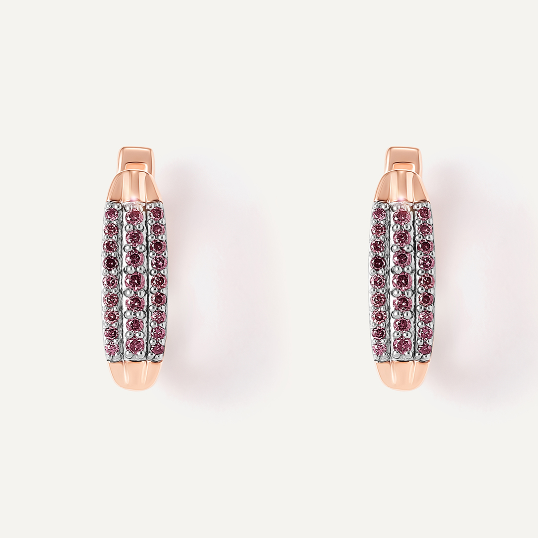 Серебряные серьги с розовыми бриллиантами