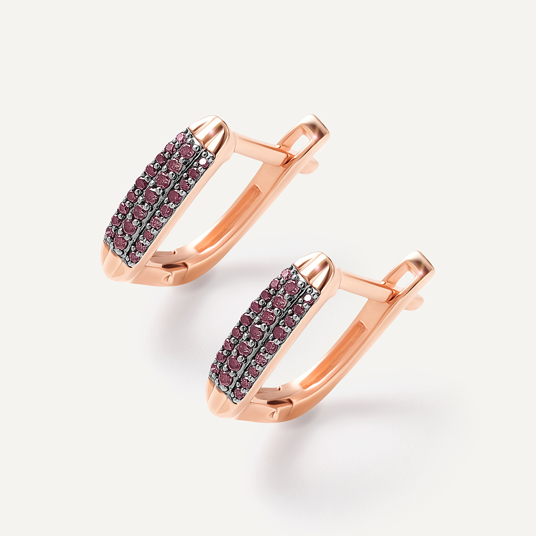 Серебряные серьги с розовыми бриллиантами