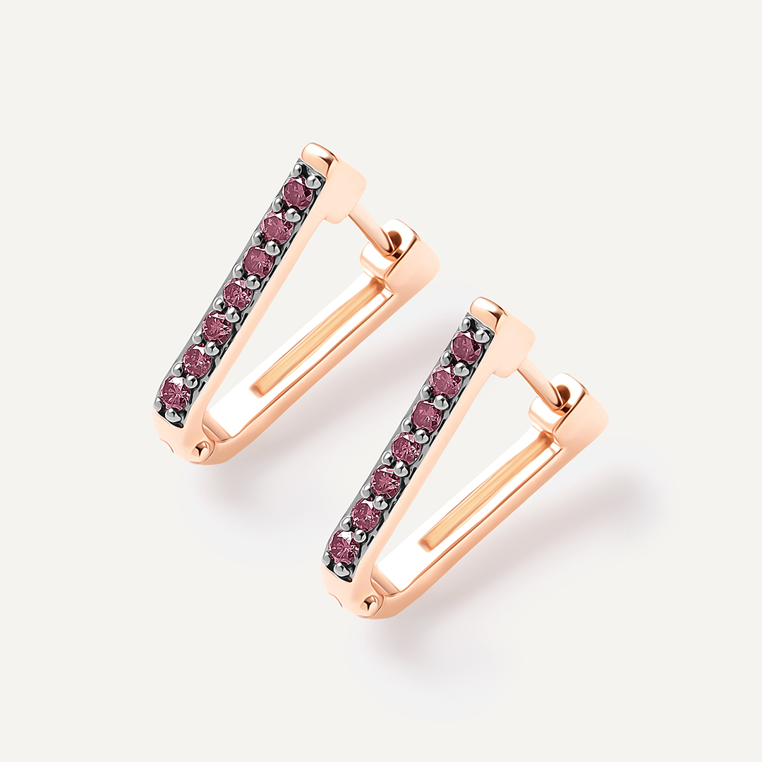 Серебряные серьги с розовыми бриллиантами