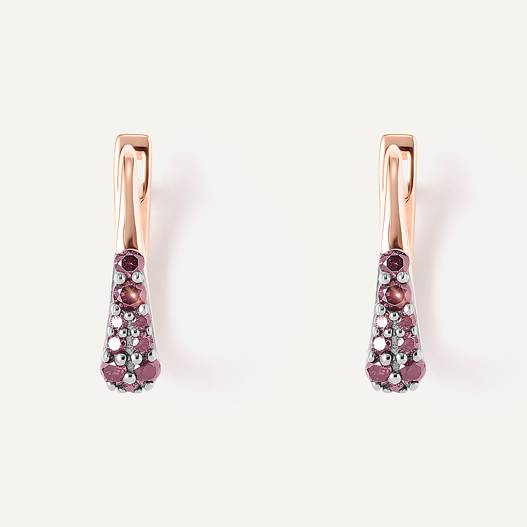 Серебряные серьги с розовыми бриллиантами