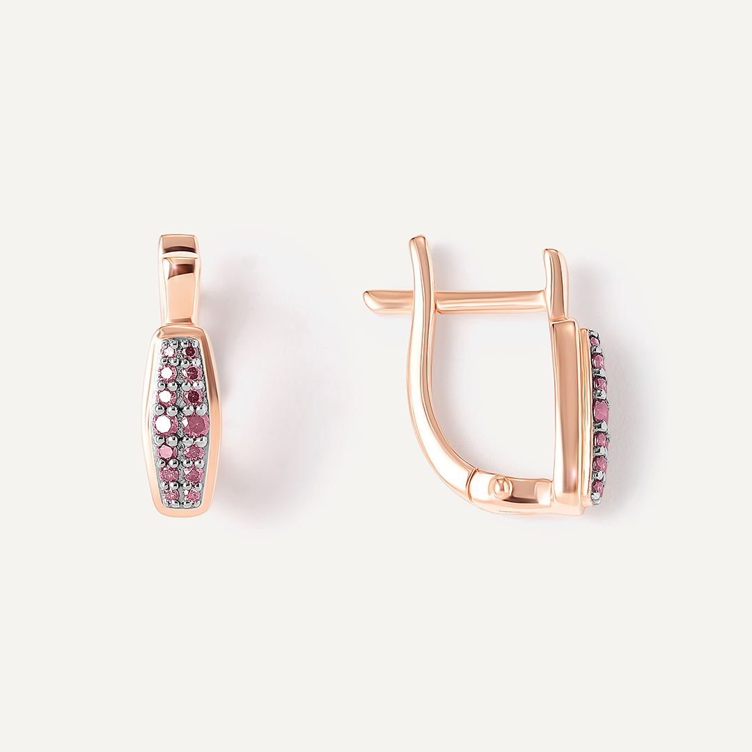 Серебряные серьги с розовыми бриллиантами