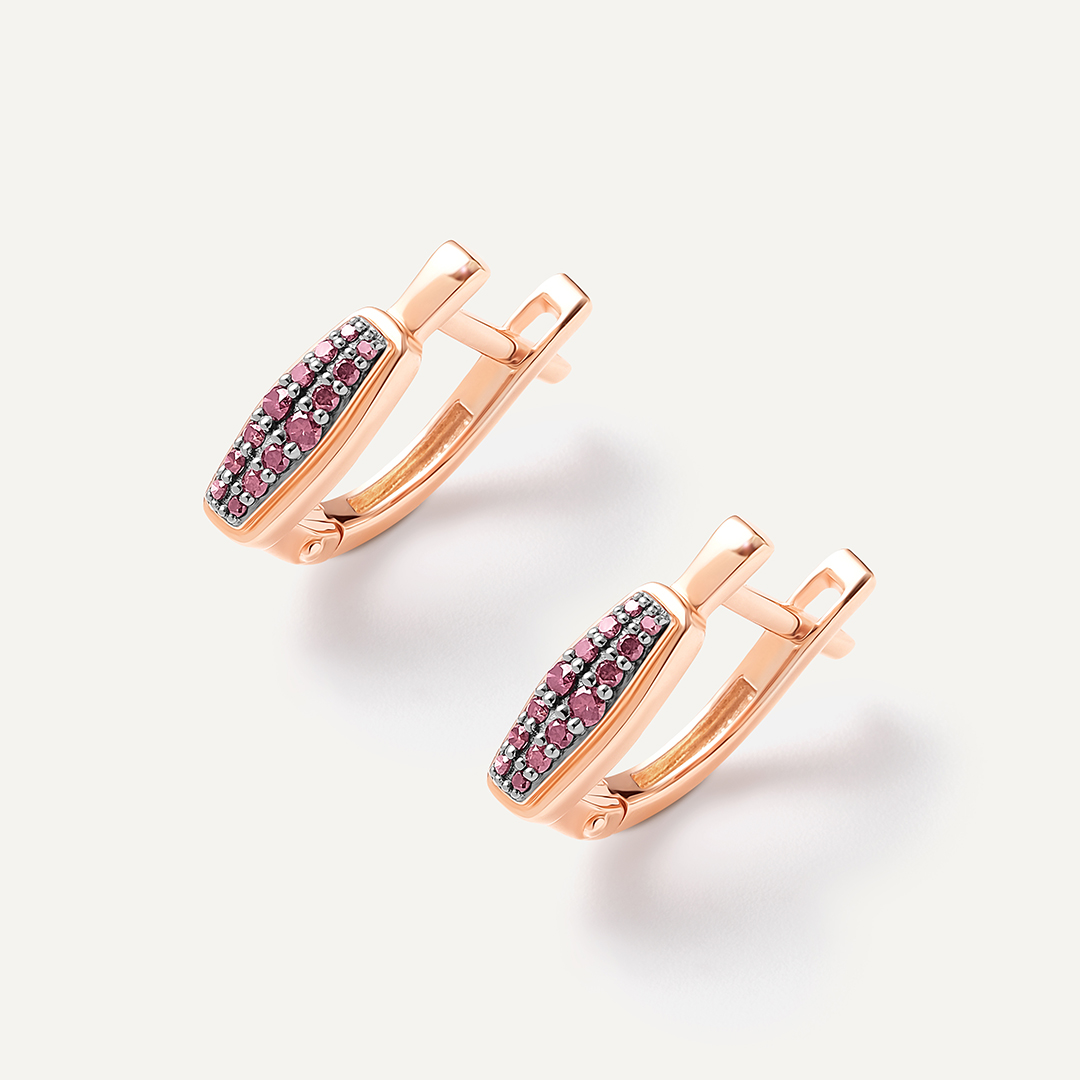 Серебряные серьги с розовыми бриллиантами