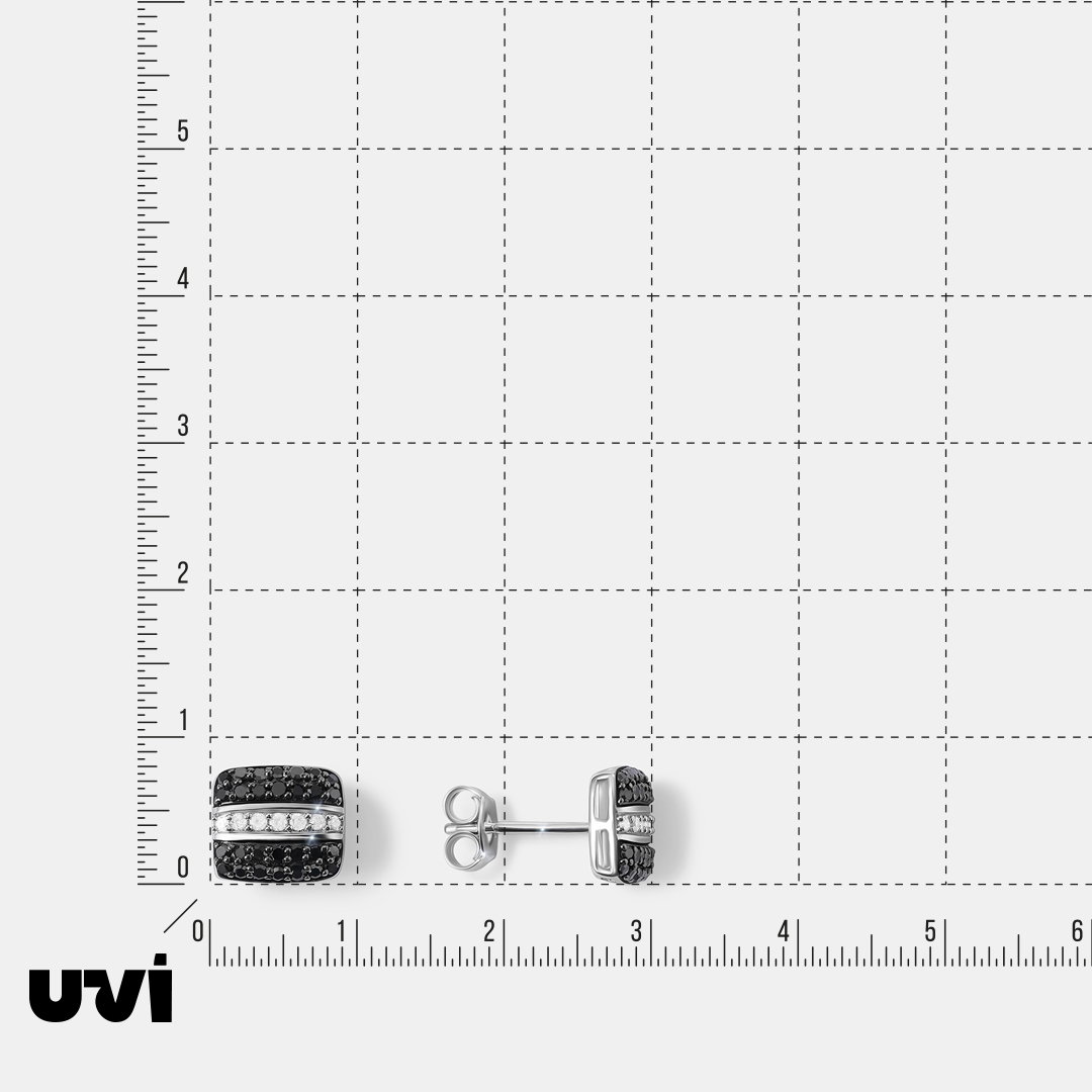 Серебряные серьги-пусеты с бриллиантами
