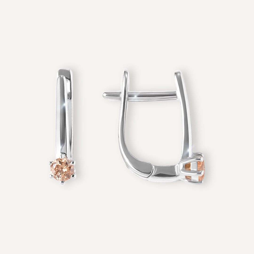 Серебряные серьги с коньячными бриллиантами