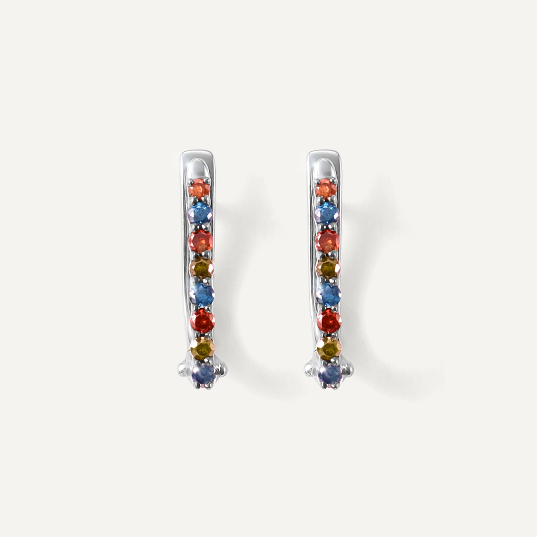 Серебряные серьги с цветными бриллиантами