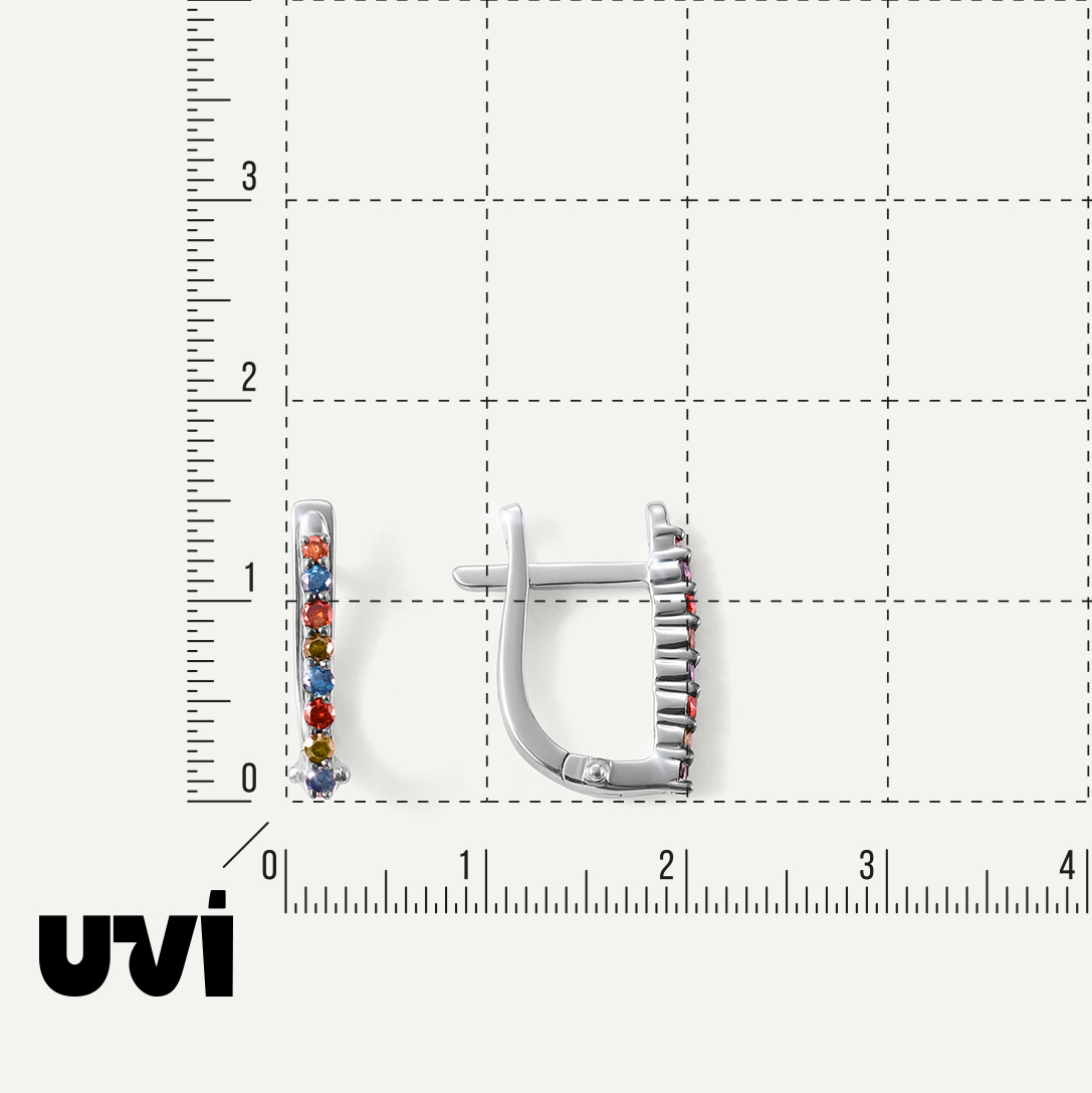 Серебряные серьги с цветными бриллиантами