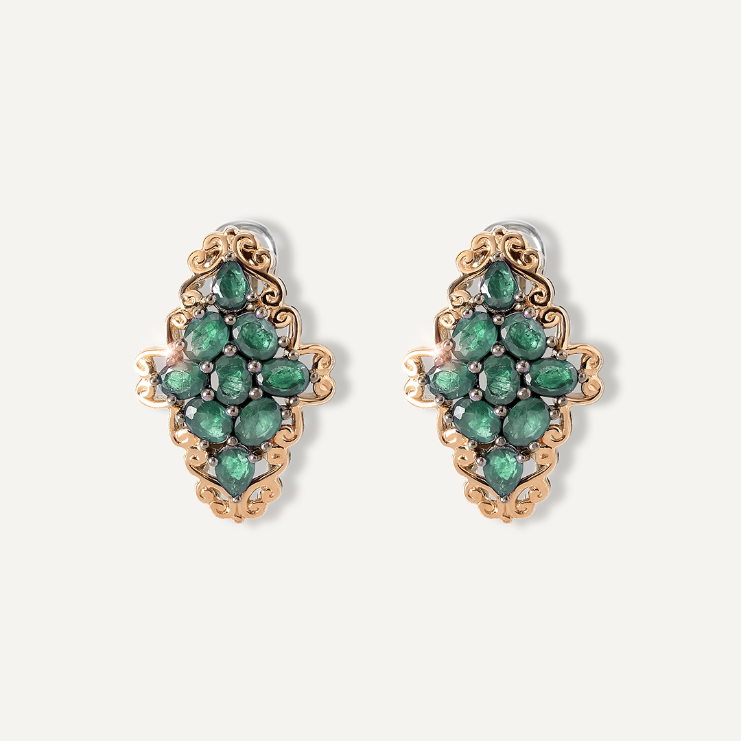 Серебряные серьги с изумрудами