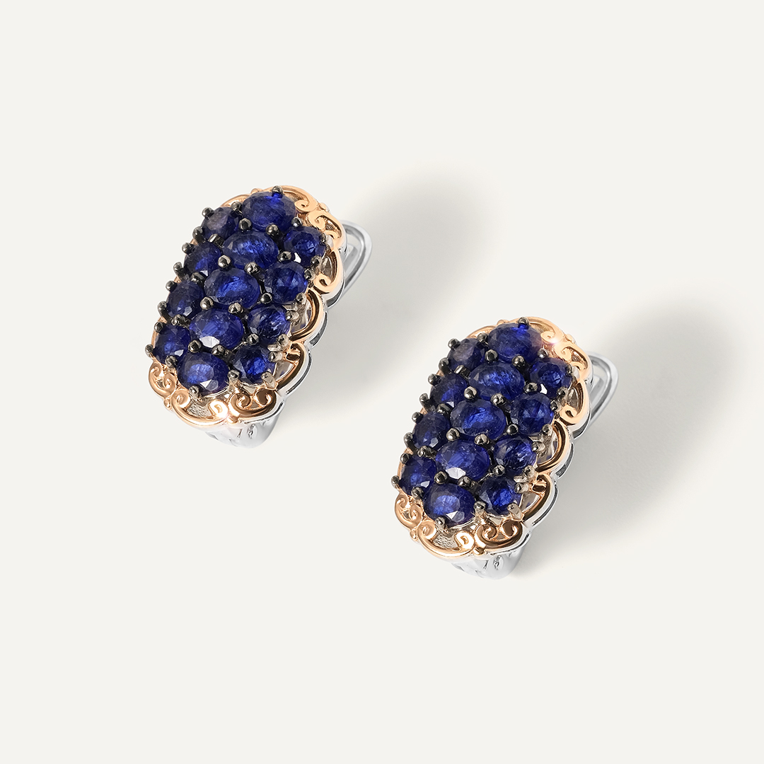 Серебряные серьги с сапфирами