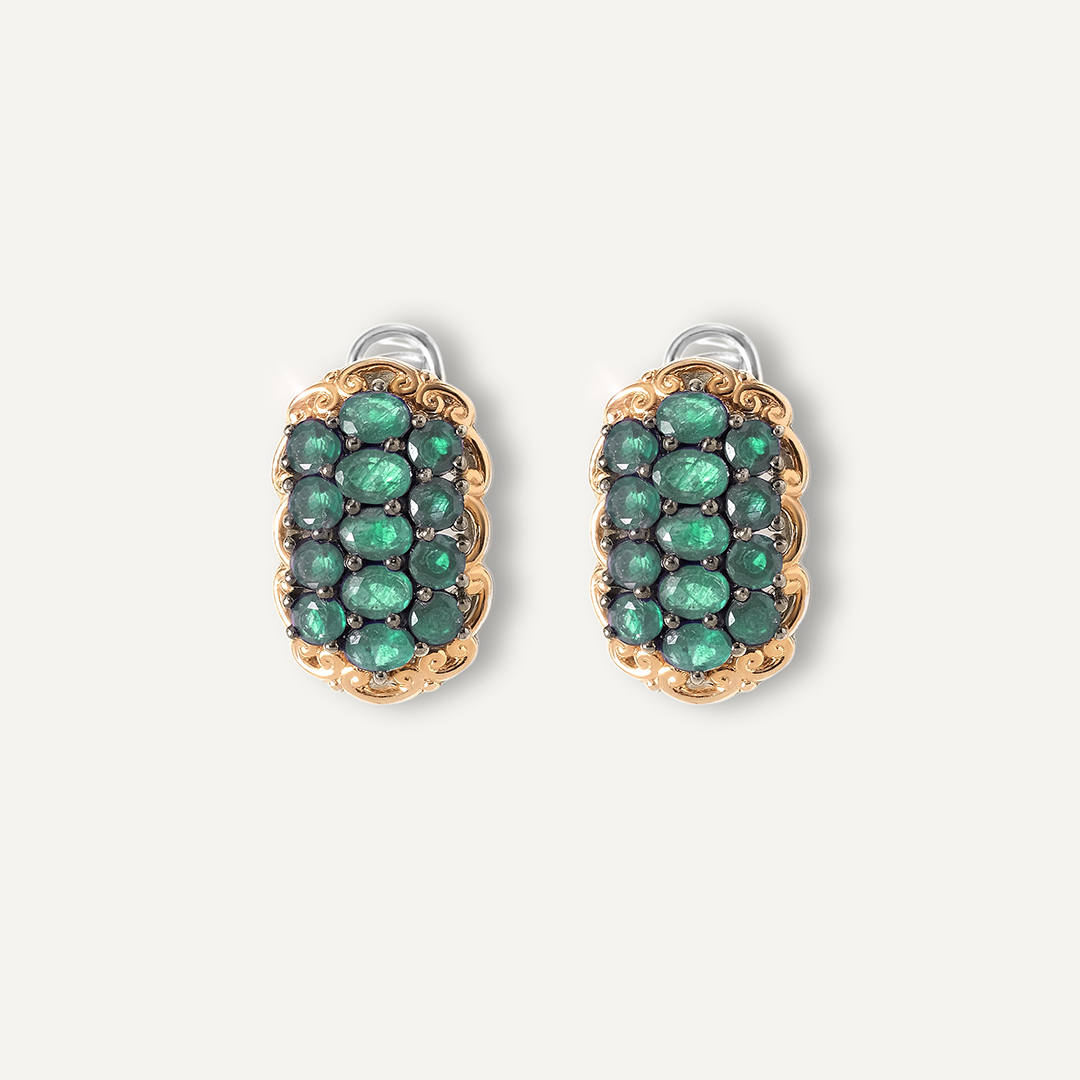 Серебряные серьги с изумрудами