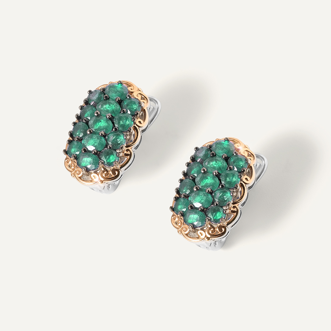 Серебряные серьги с изумрудами