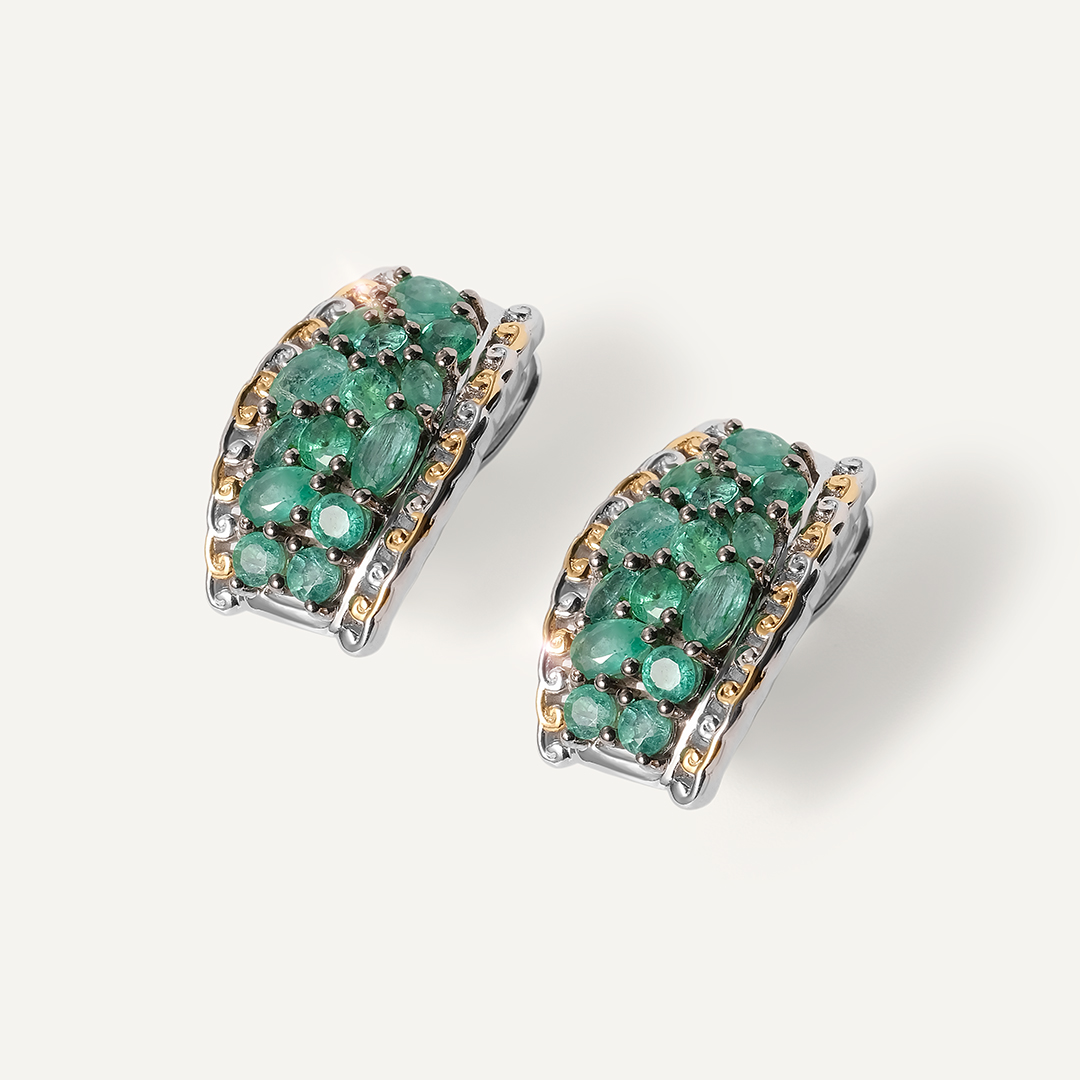 Серебряные серьги с изумрудами