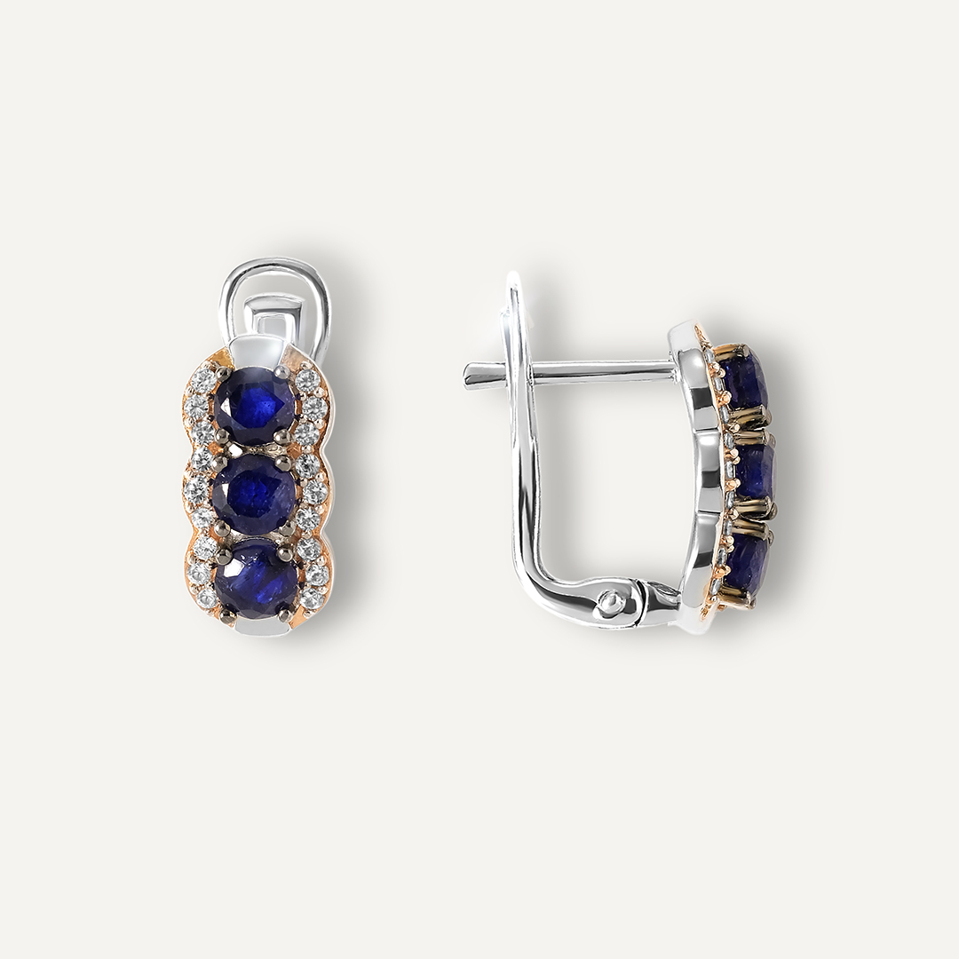 Серебряные серьги с сапфирами