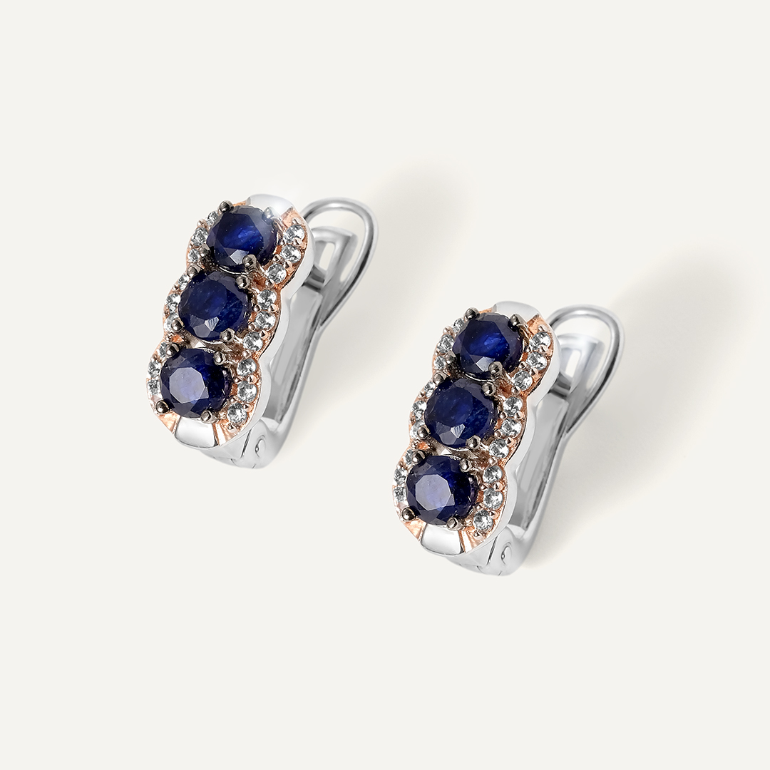 Серебряные серьги с сапфирами