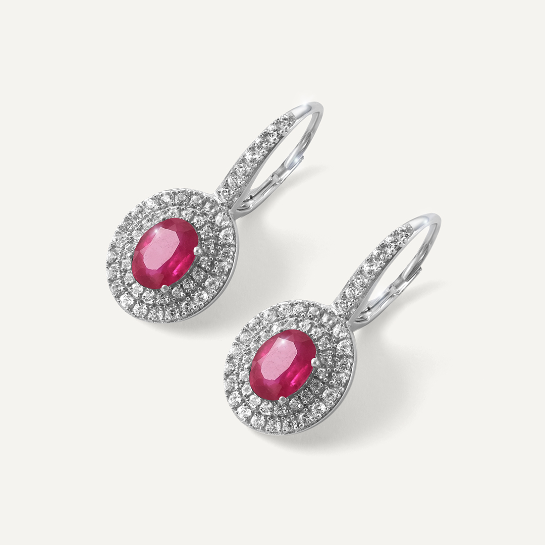 Серебряные серьги с рубинами