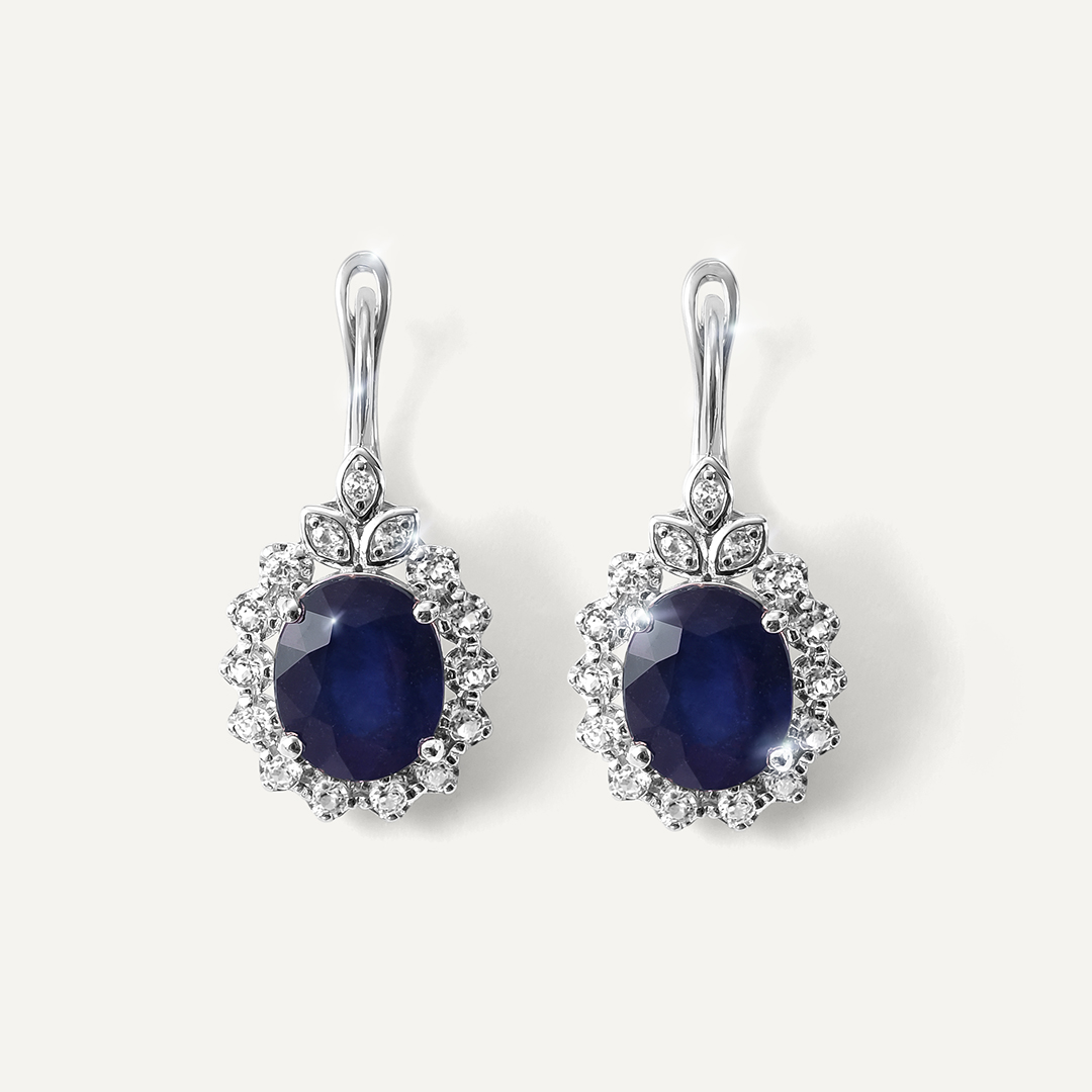 Серебряные серьги с сапфирами