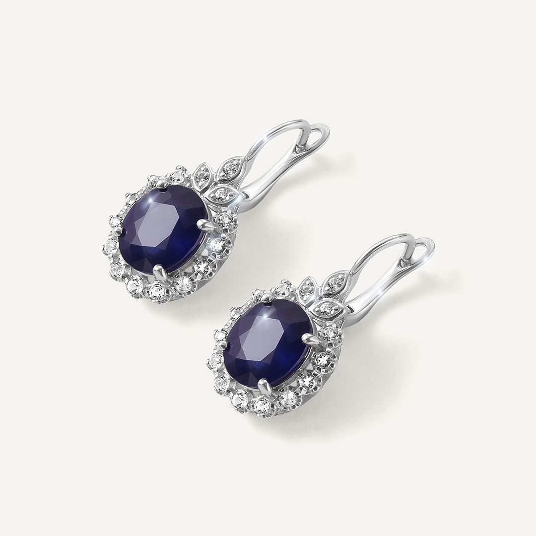 Серебряные серьги с сапфирами