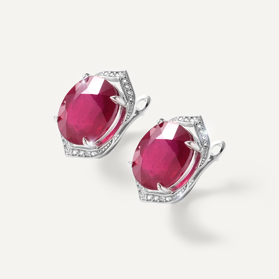 Серебряные серьги с рубинами