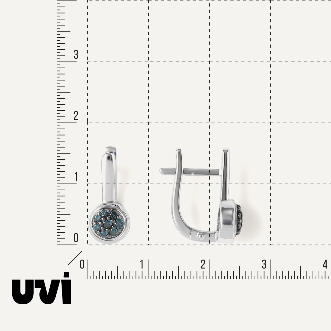 Серебряные серьги с голубыми бриллиантами