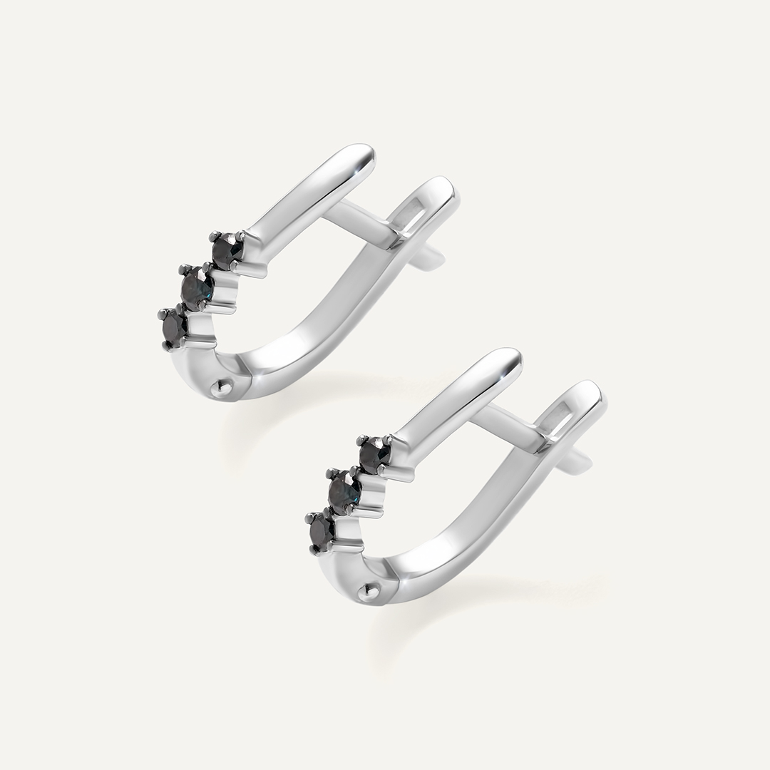 Серебряные серьги с голубыми бриллиантами