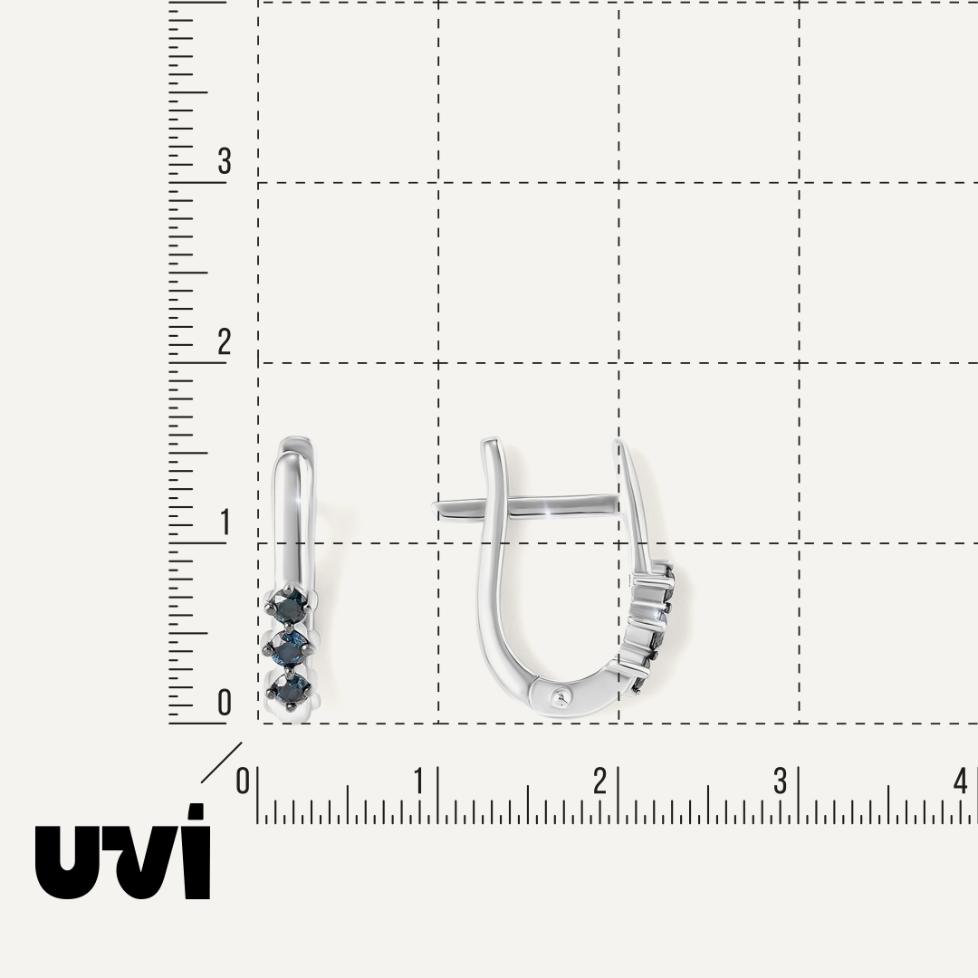 Серебряные серьги с голубыми бриллиантами