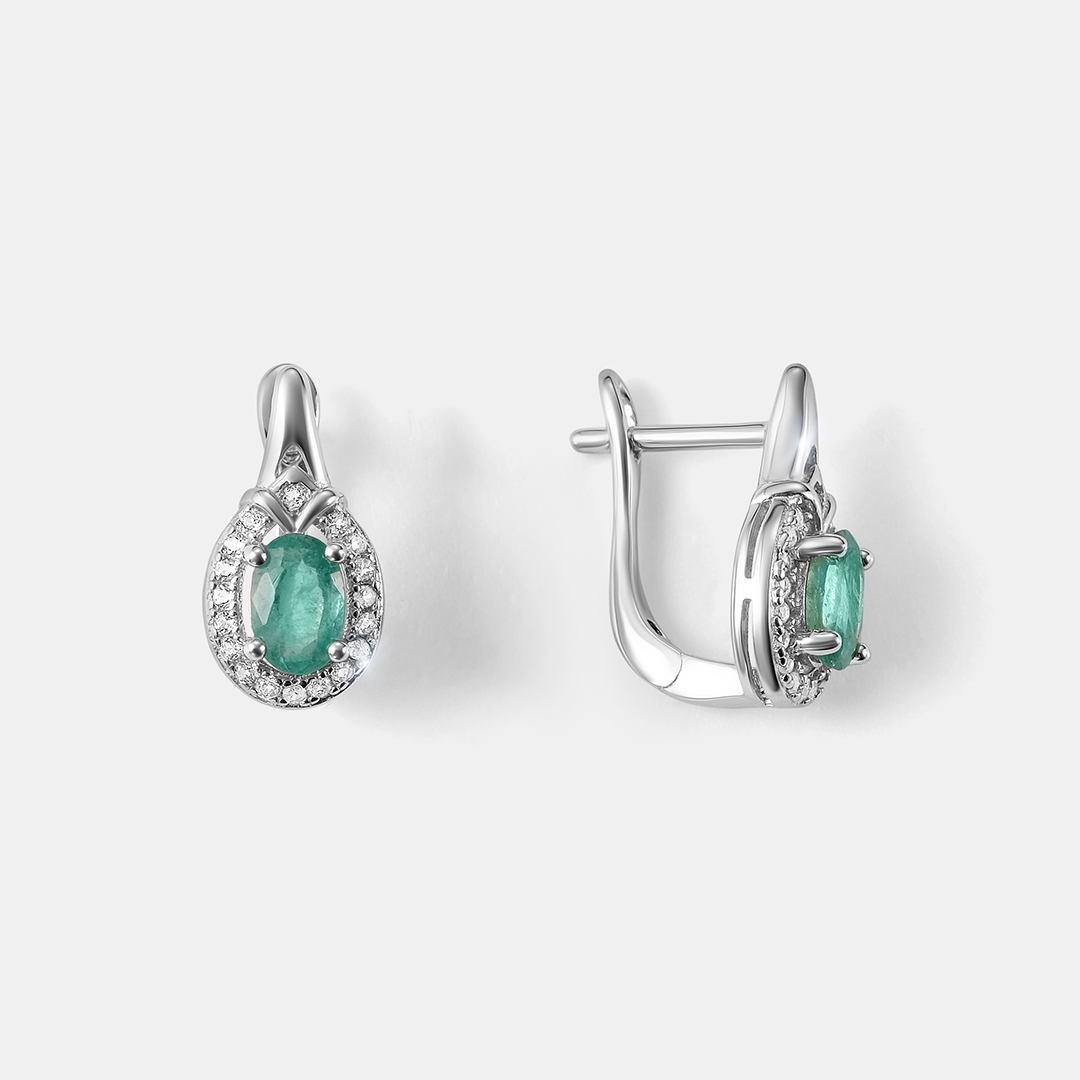 Серебряные серьги с изумрудами