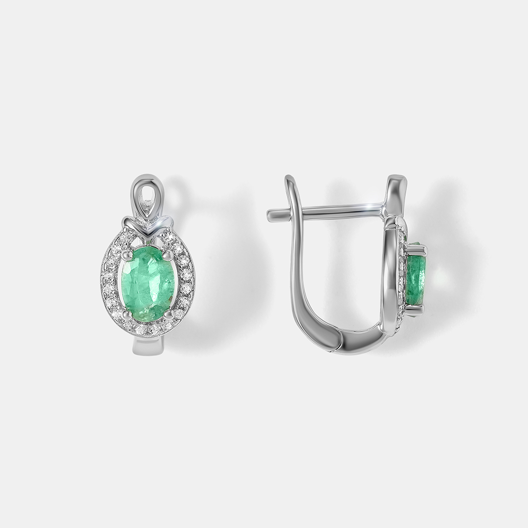 Серебряные серьги с изумрудами