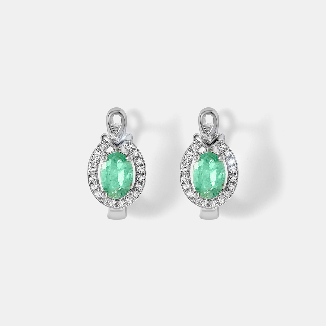 Серебряные серьги с изумрудами
