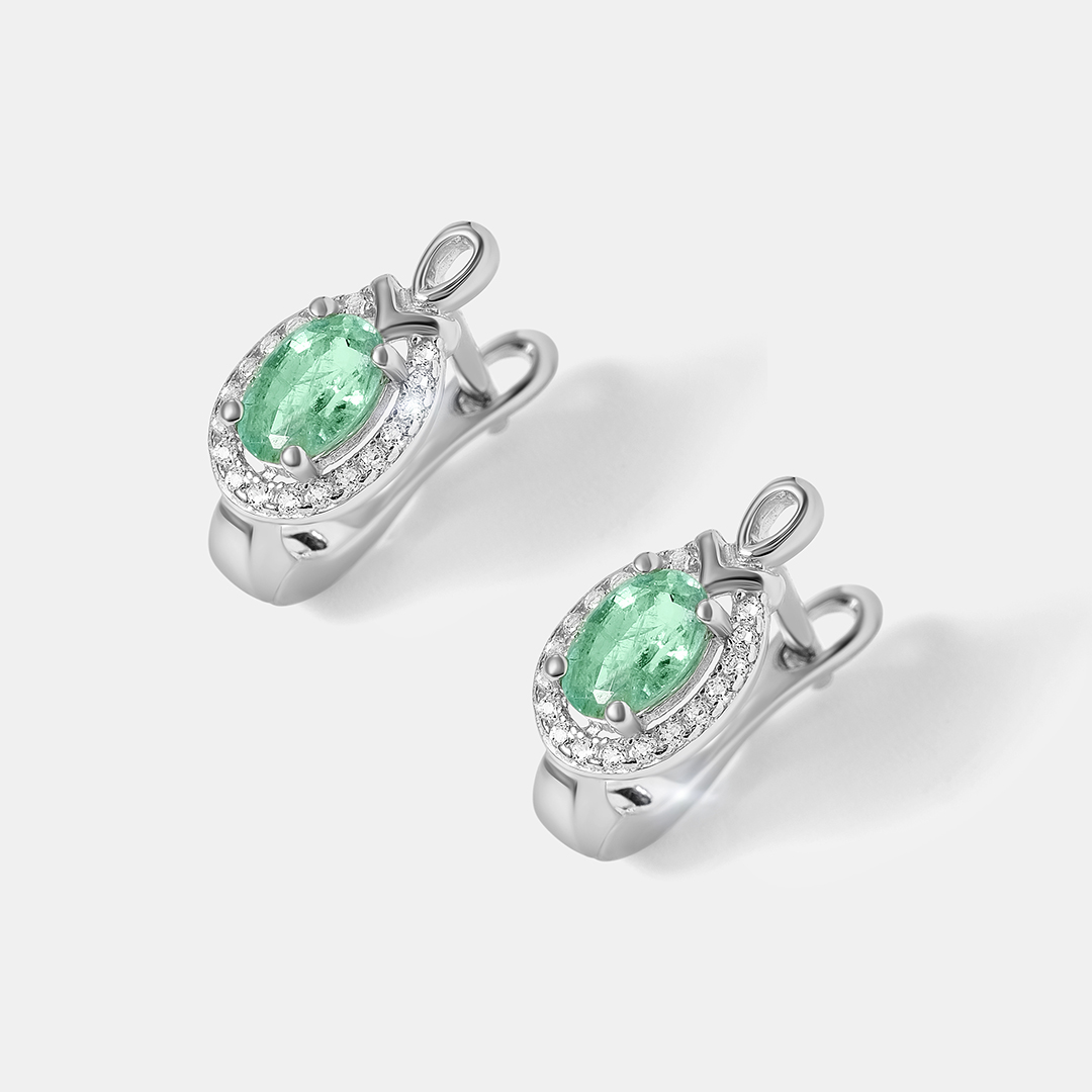 Серебряные серьги с изумрудами