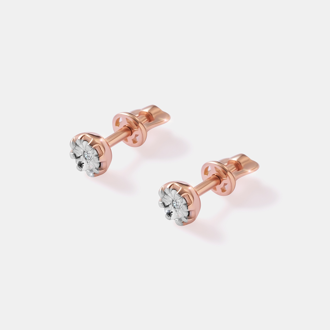 Серебряные серьги-пусеты с бриллиантами