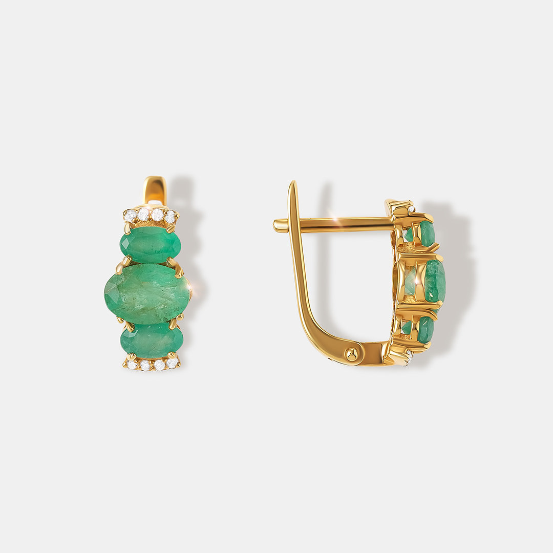 Серебряные серьги с изумрудами