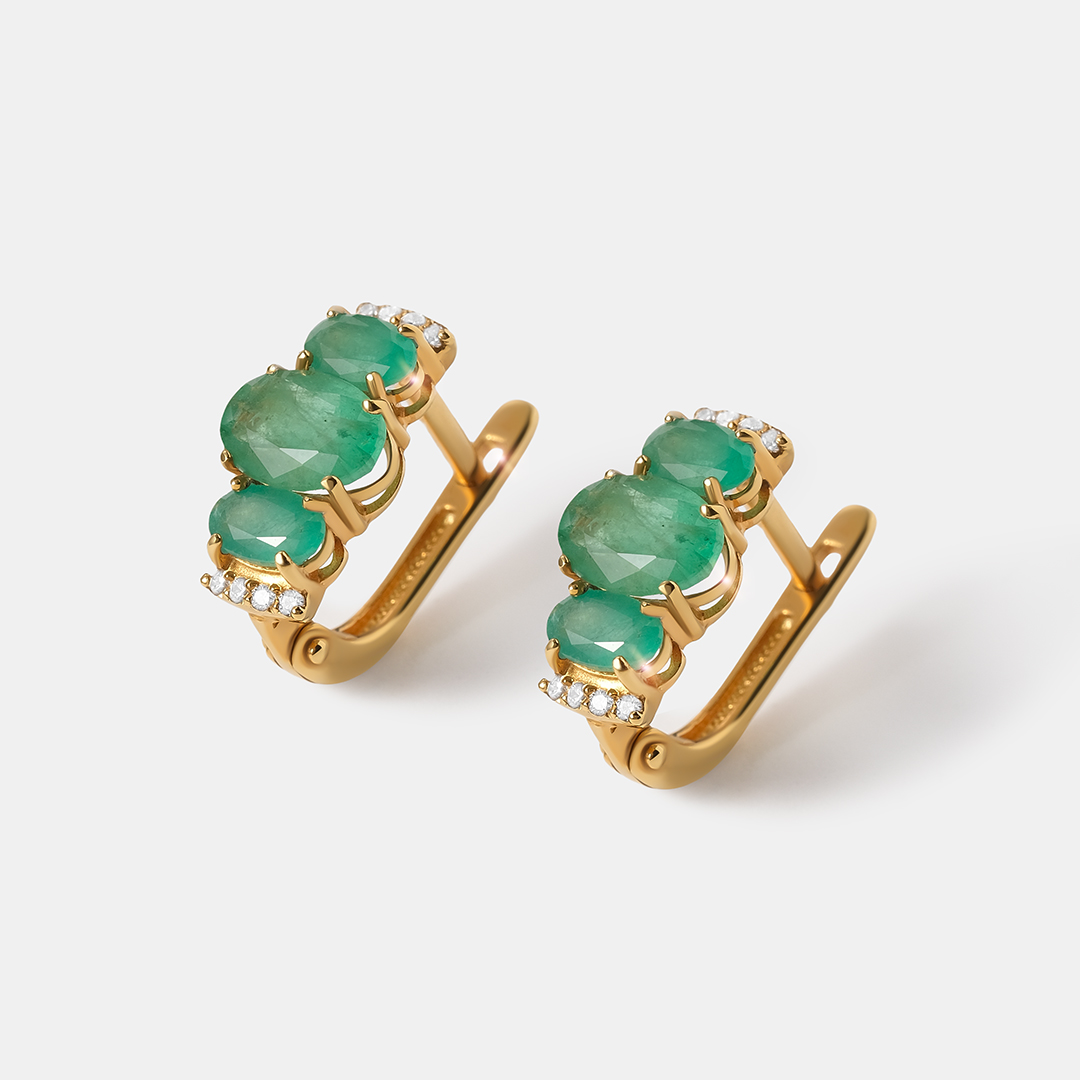 Серебряные серьги с изумрудами