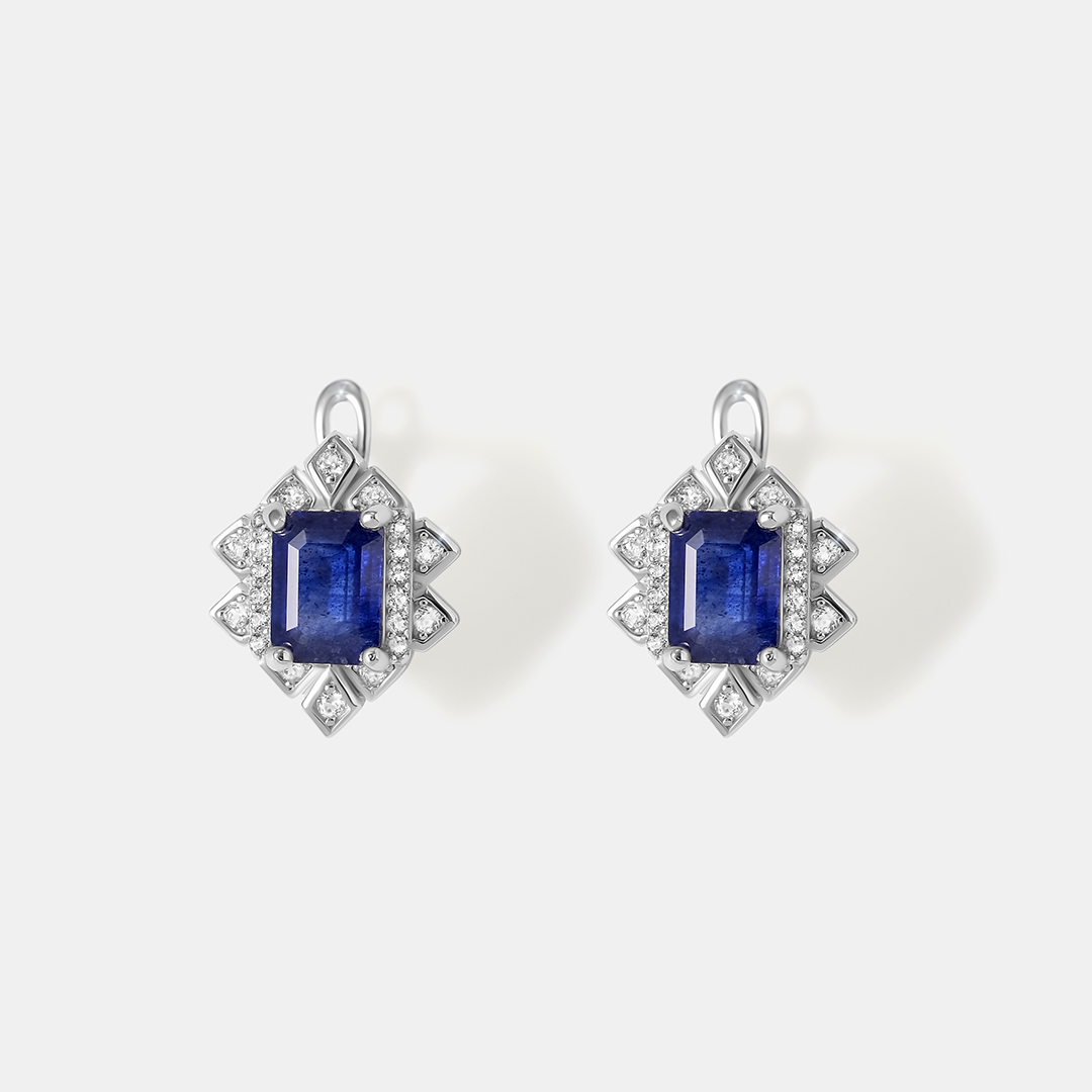 Серебряные серьги с сапфирами