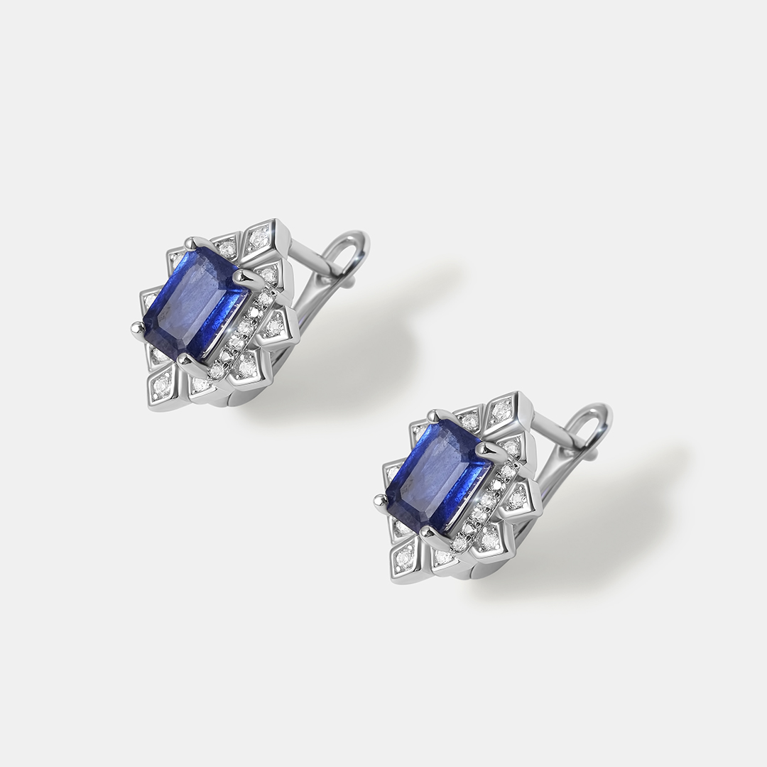 Серебряные серьги с сапфирами