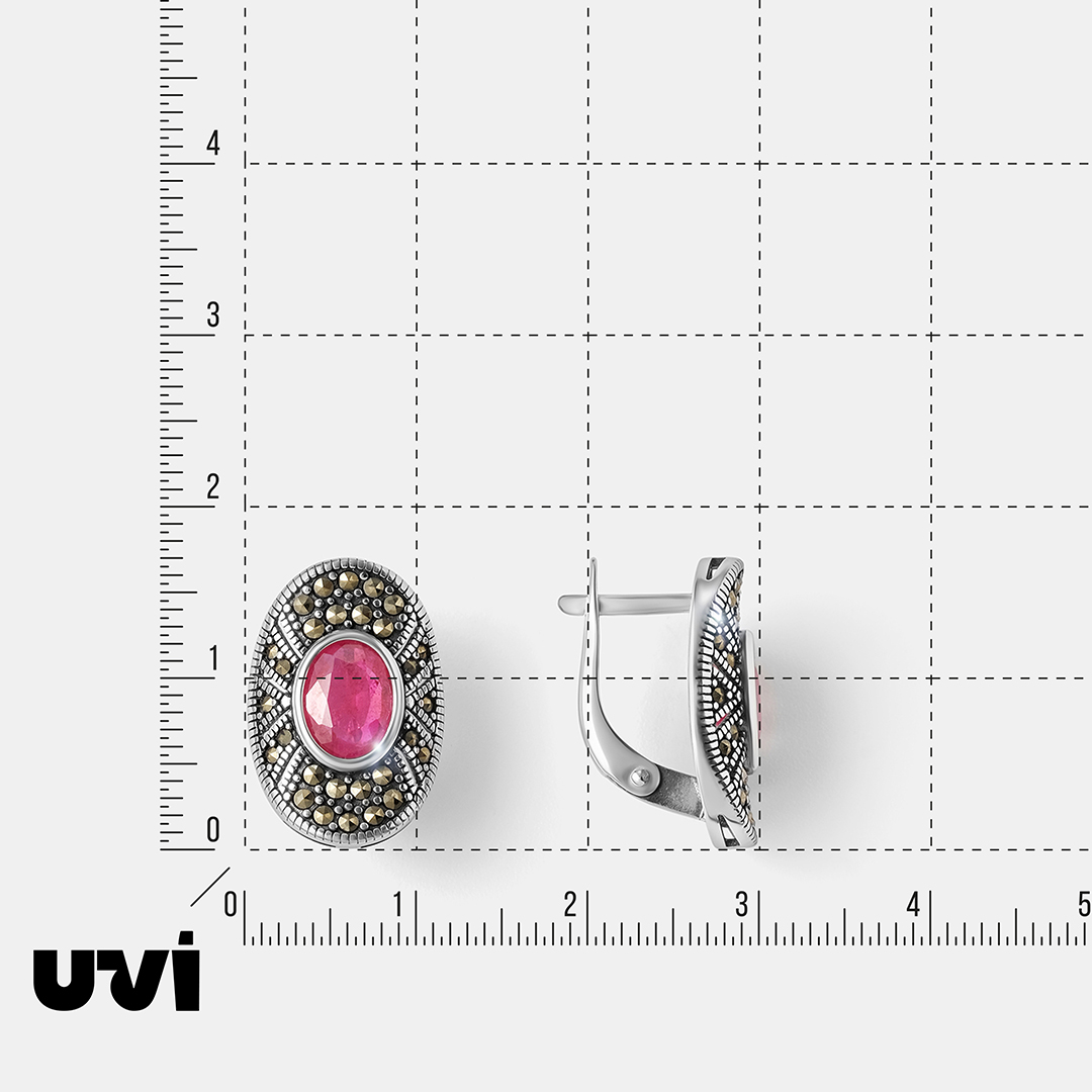 Серебряные серьги с рубинами
