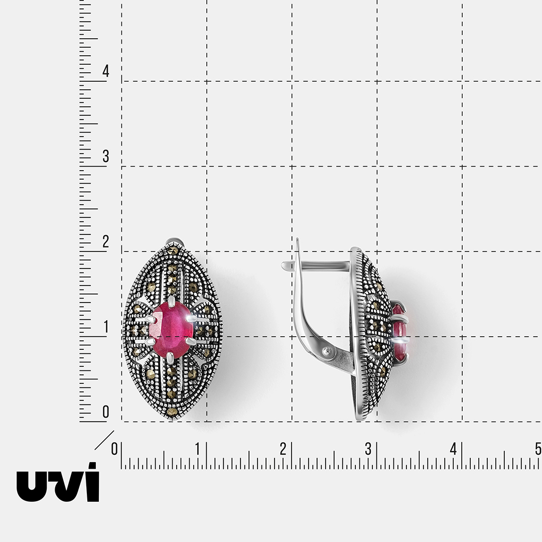 Серебряные серьги с рубинами